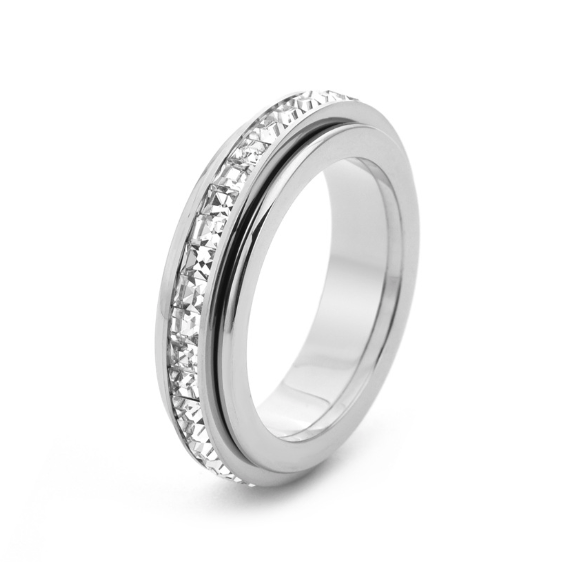 Titanium Steel Anxiety Spinner Ring - Fidget Ring for Stress Relief & Calmness - Non-Tarnish Rotating Band for Men & Women