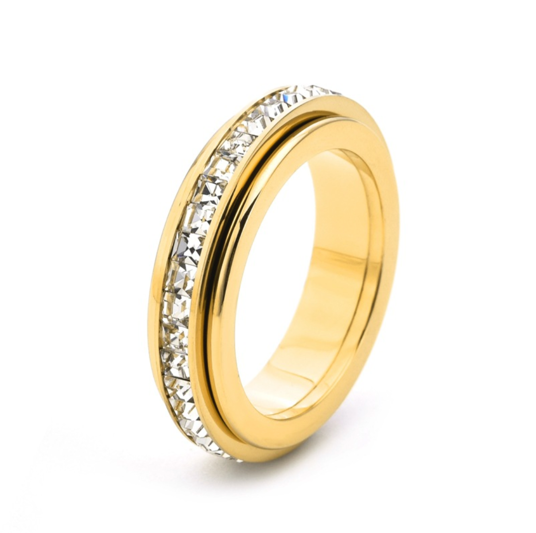 Titanium Steel Anxiety Spinner Ring - Fidget Ring for Stress Relief & Calmness - Non-Tarnish Rotating Band for Men & Women