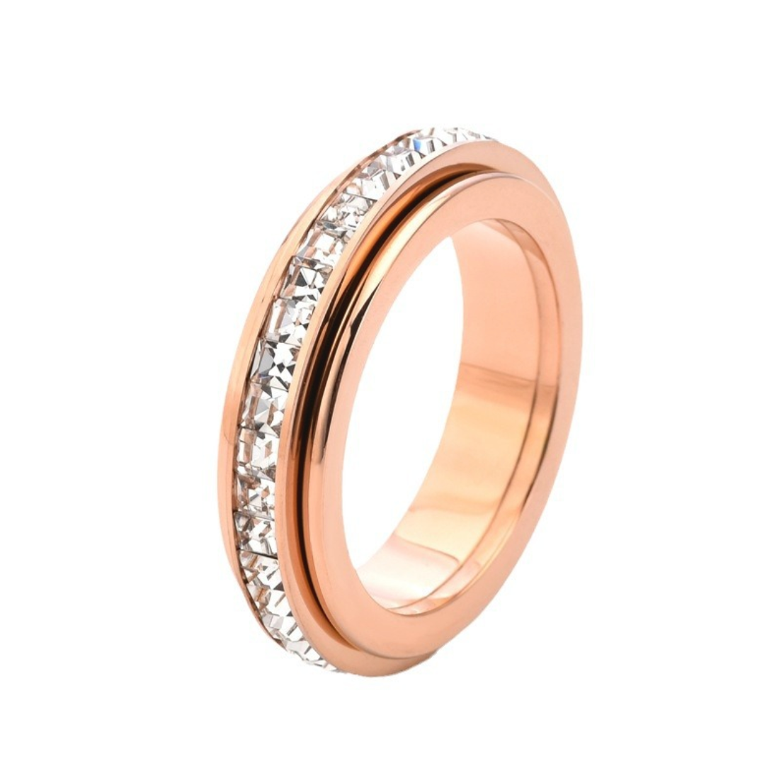 Titanium Steel Anxiety Spinner Ring - Fidget Ring for Stress Relief & Calmness - Non-Tarnish Rotating Band for Men & Women